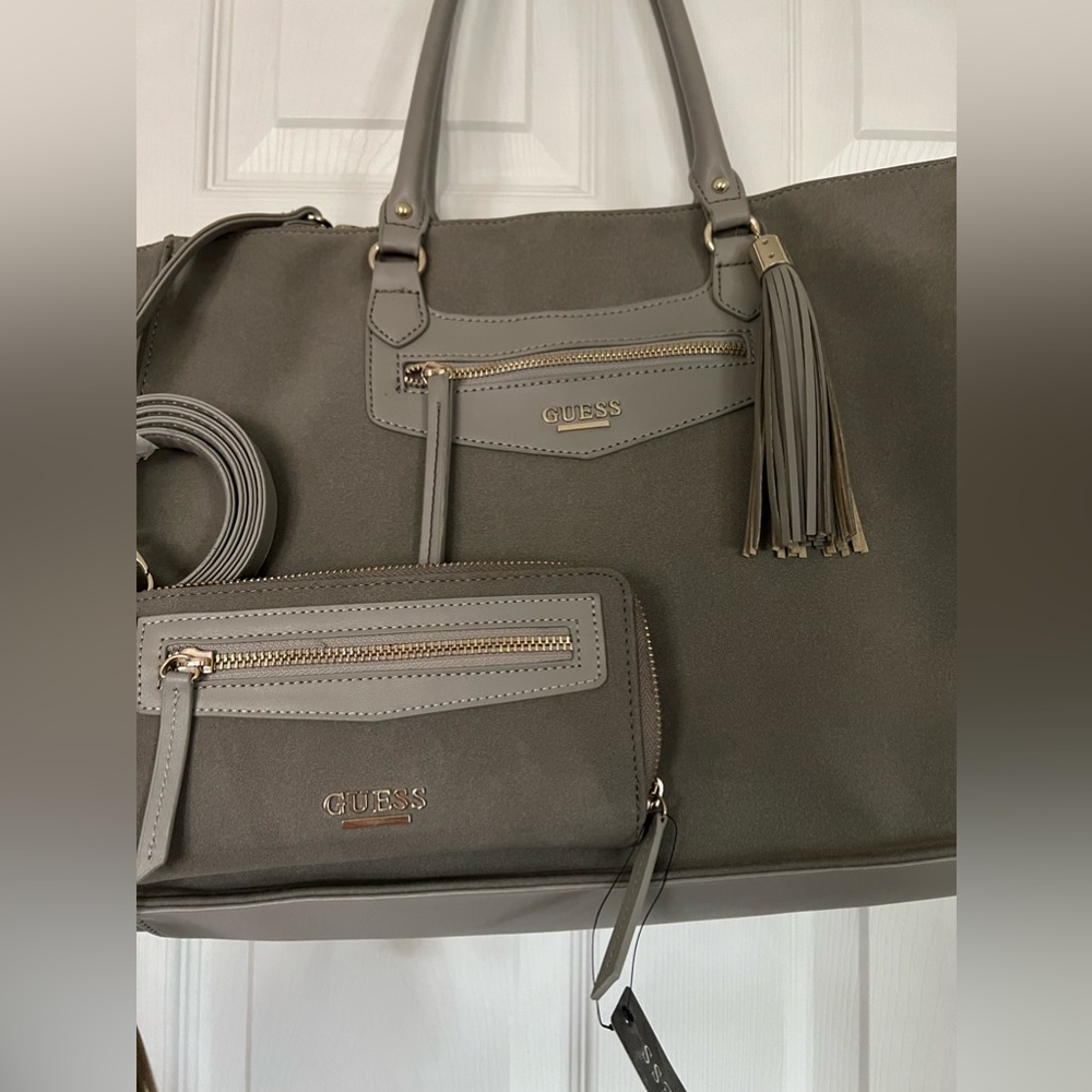 Guess Taupe Tote with Coordinated Pouch